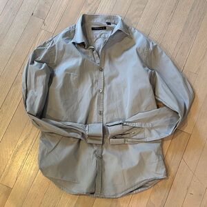 Theory Men's Light Gray Cotton Button-Down Shirt